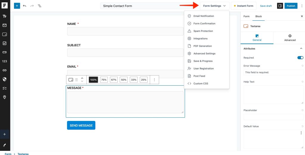 Google reCAPTCHA forms settings
