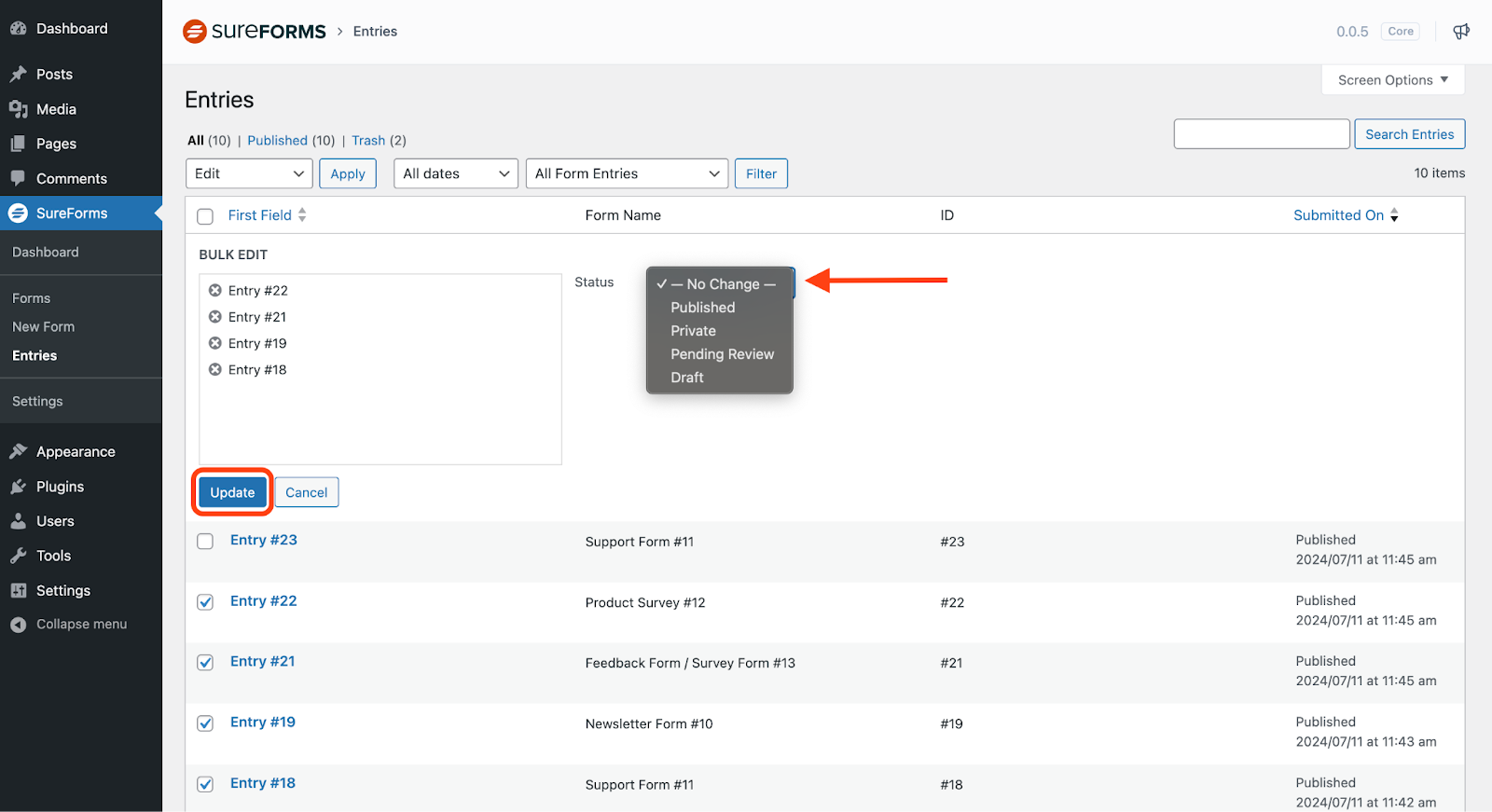 Managing Form Entries Image 116