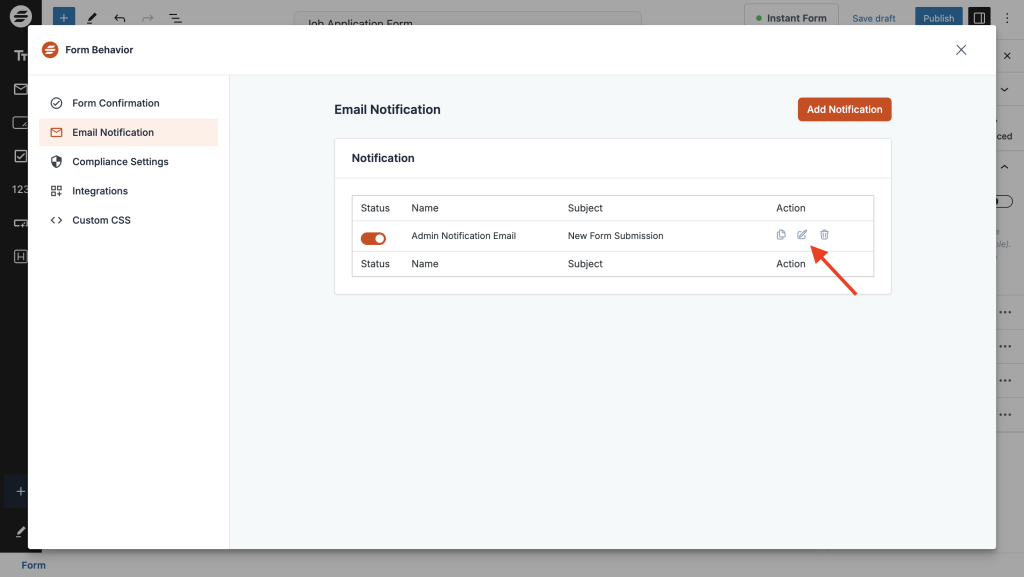 Creating and Publishing a Form edit icon