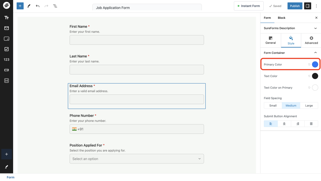 Creating and Publishing a Form Form Container