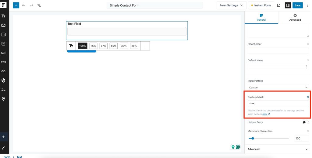 Input Patterns custom mask