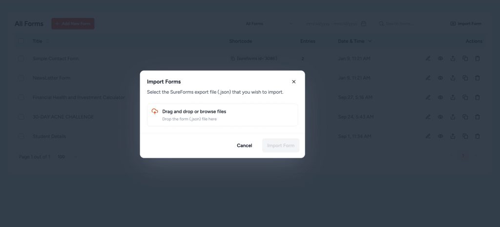 Importing & Exporting Forms import forms