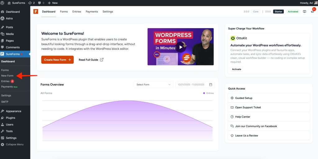 How To Create A WordPress Form With AI create new