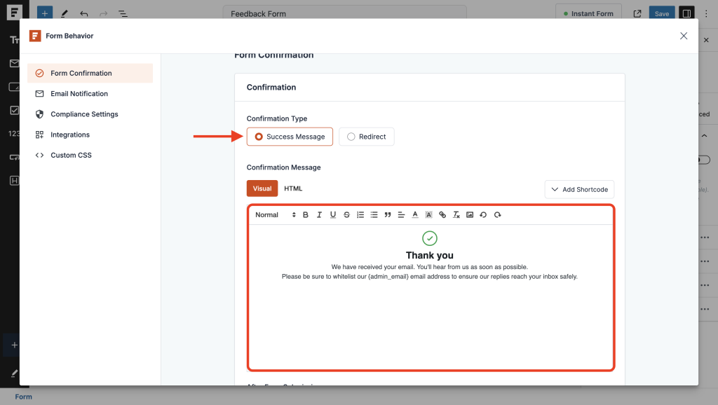 type your success message