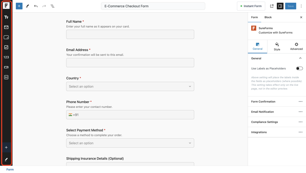 quick action bar example