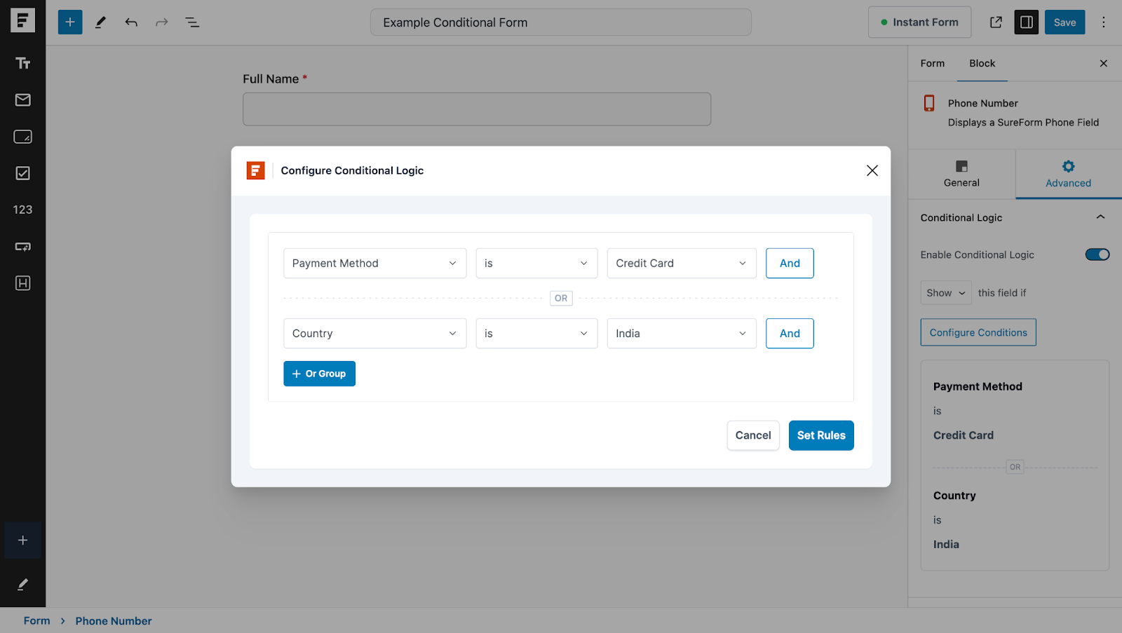 Create WordPress Forms With Conditional Logic or logic example