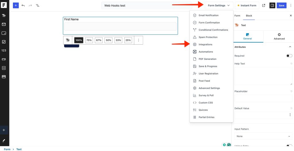 form setting