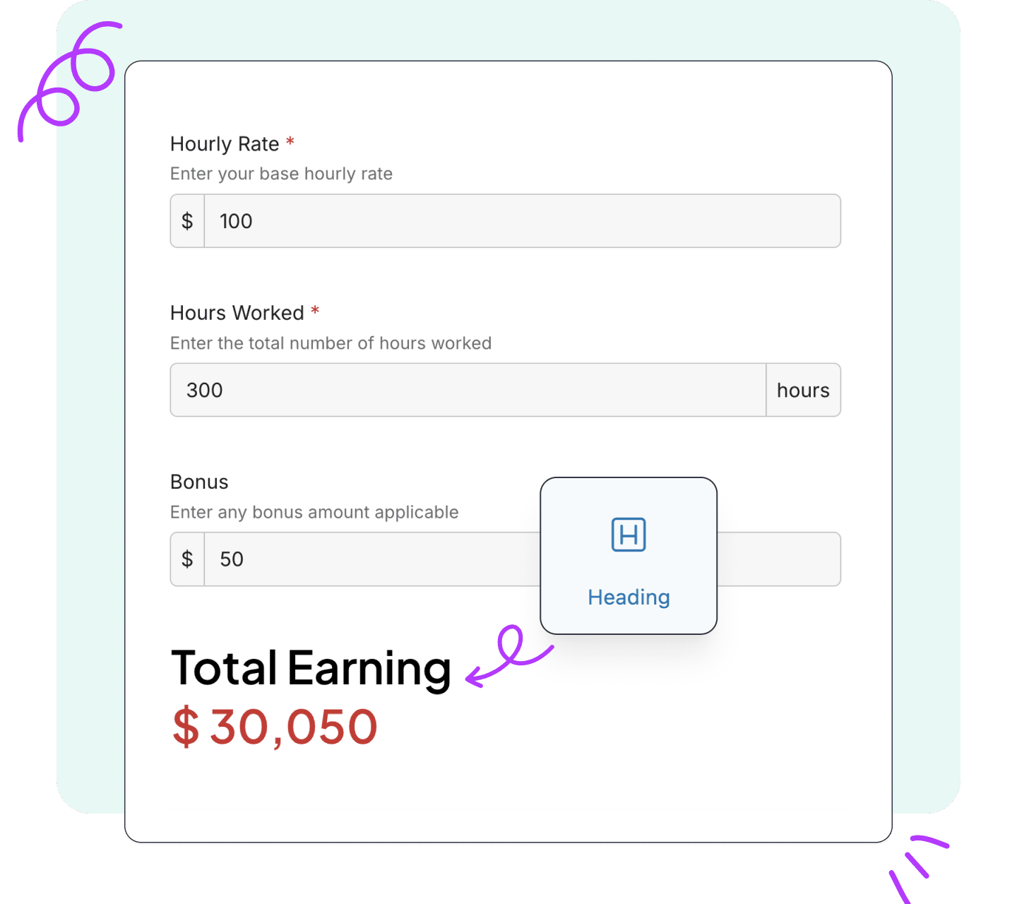 Easily Display Real-Time Calculations in Form Headings