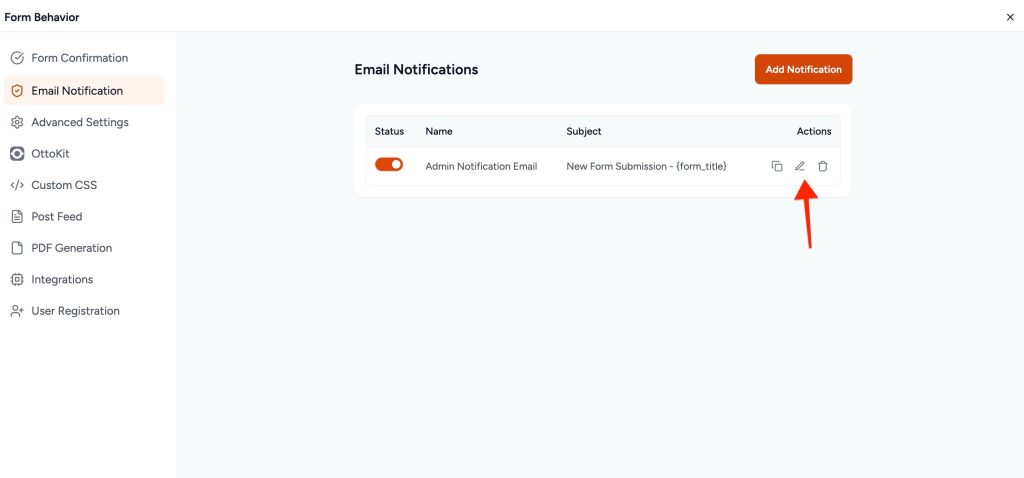 edit the notification
