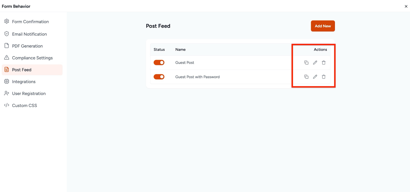 Manage Feeds