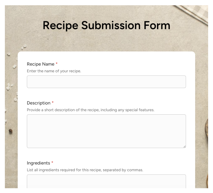 Recipe Submission