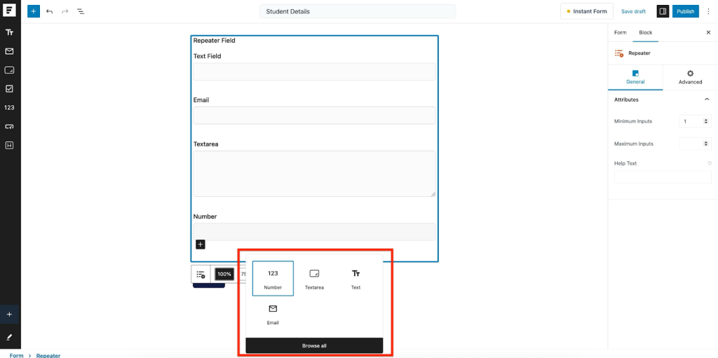 Adding Fields Inside a Repeater