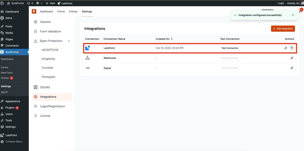 latepoint integration in global list
