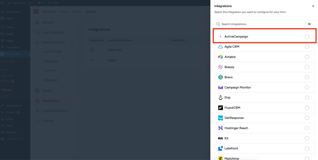 Select ActiveCampaign