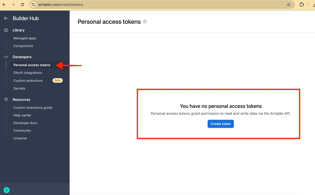 Personal access tokens >  Generate token