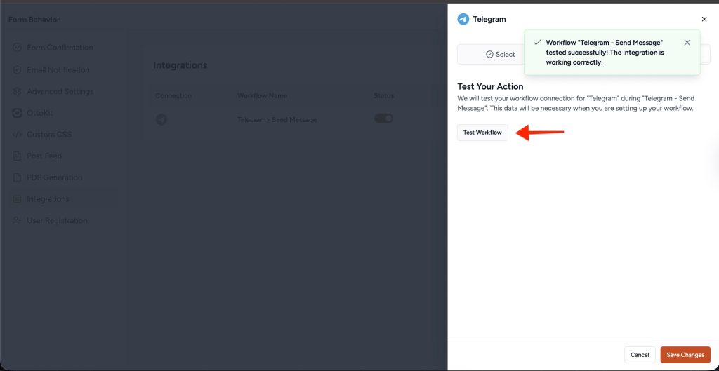 SureForms Integration with Telegram test