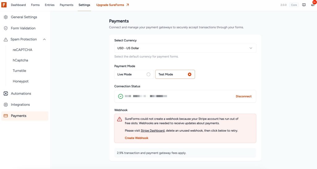 account connection status