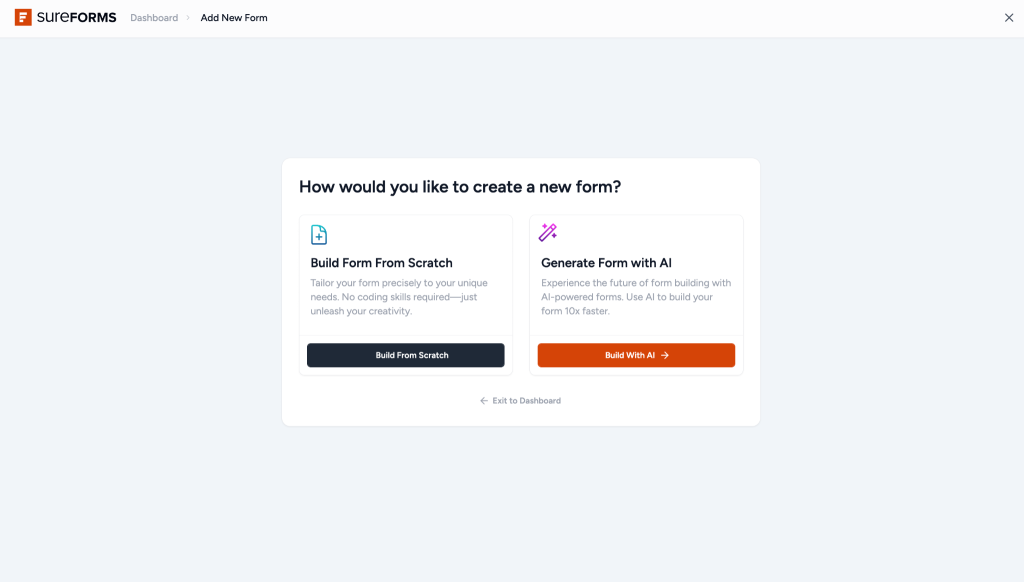 SureForms old Form Creations Flow