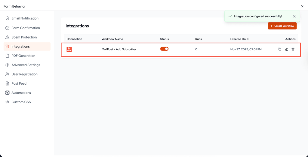 SureForms Integration with MailPoet image