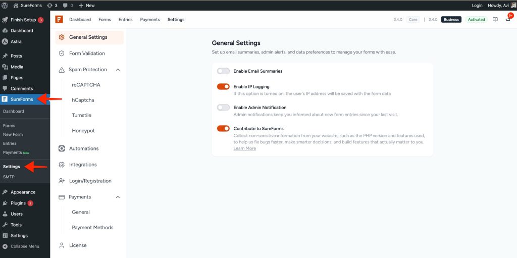 How to Connect PayPal in SureForms sureforms settings