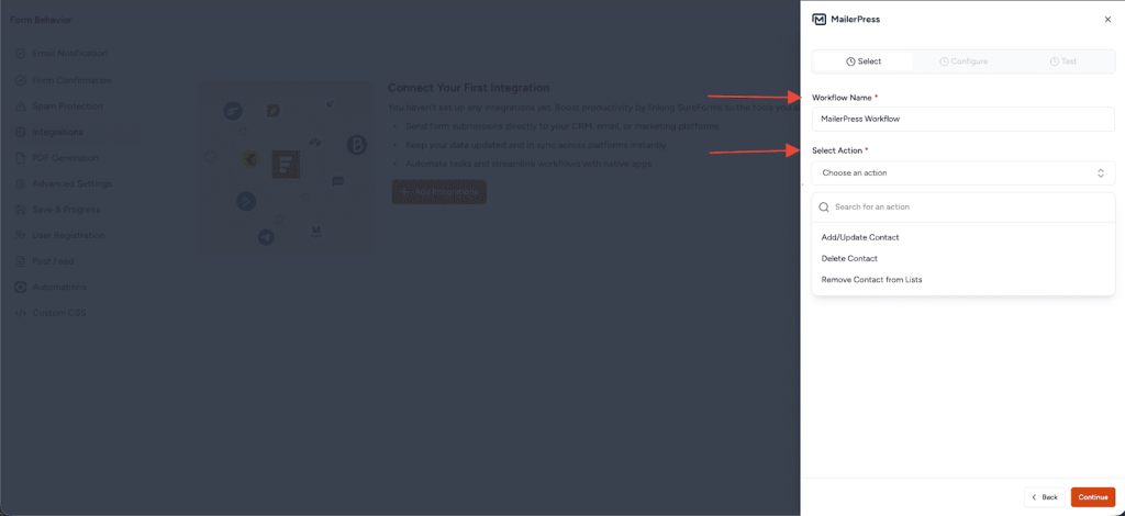 SureForms Integration with MailerPress image