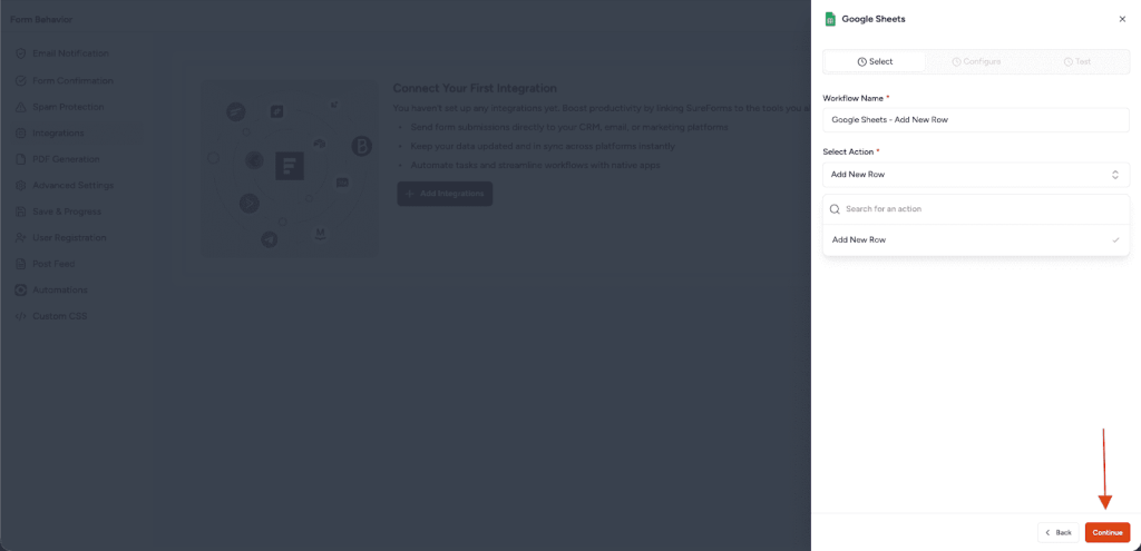 SureForms Integration with Google Sheets image