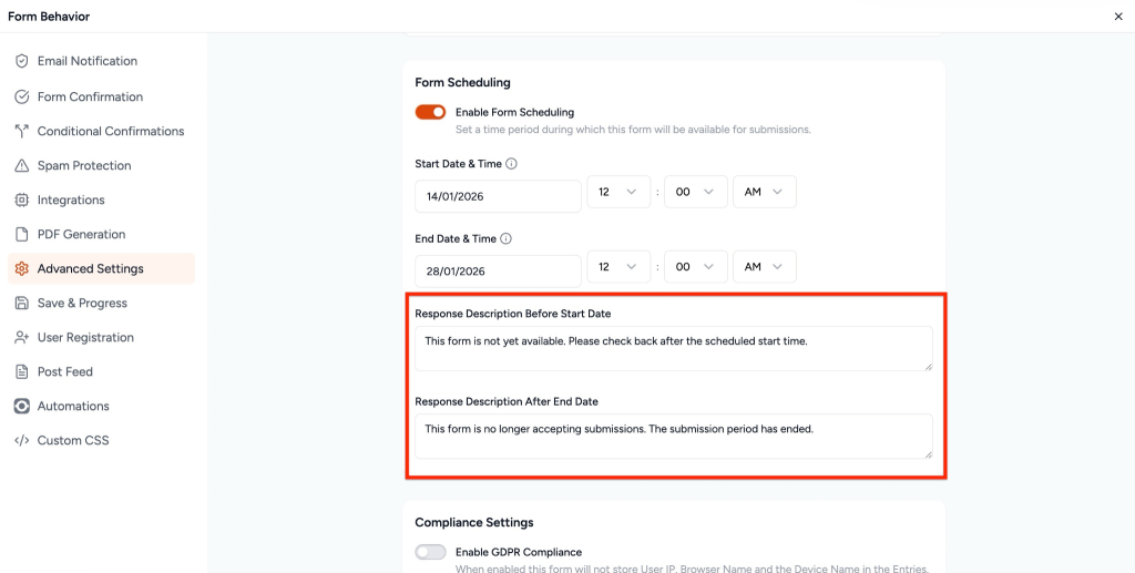 Form Scheduling in SureForms image
