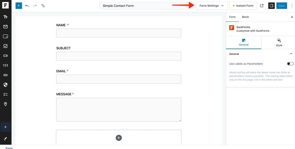 Conditional Confirmations in SureForms Form Settings location