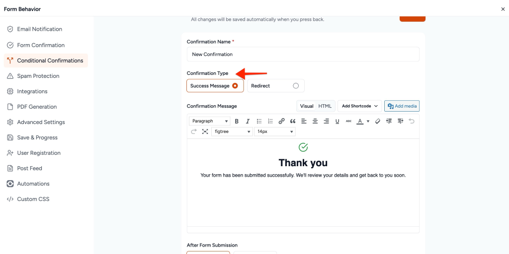 Conditional Confirmations in SureForms Add New Conditional Confirmation