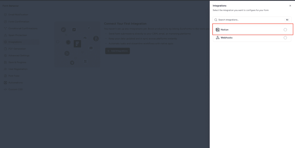 SureForms Integration with Notion image