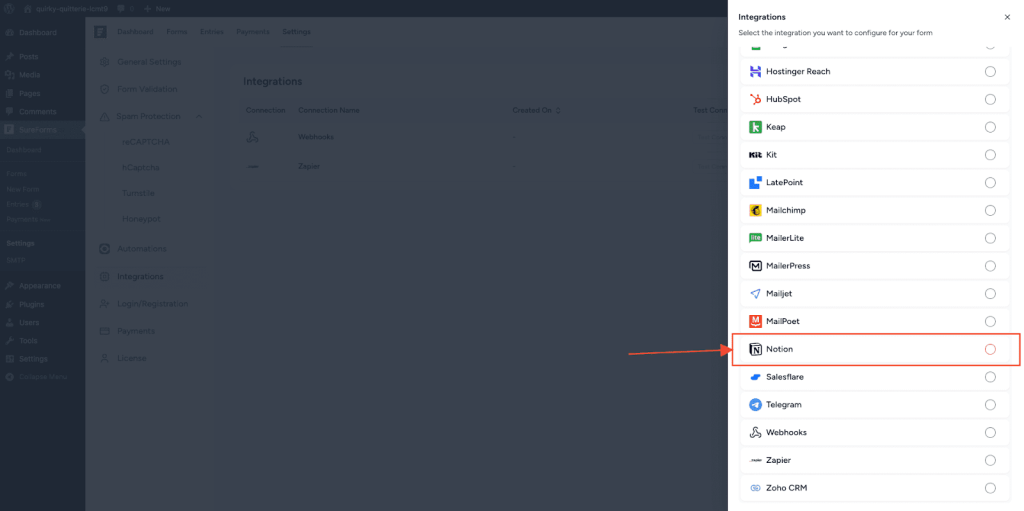 SureForms Integration with Notion image
