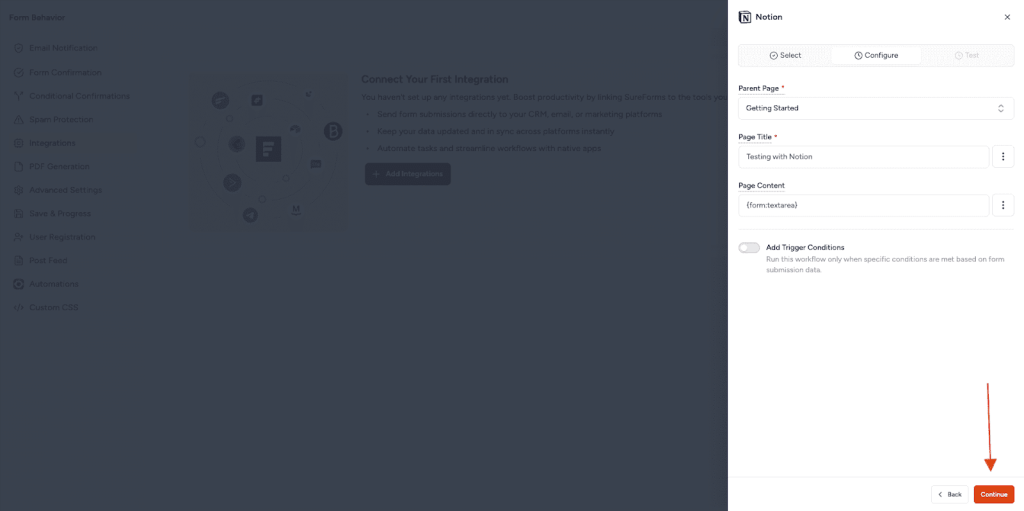 SureForms Integration with Notion image
