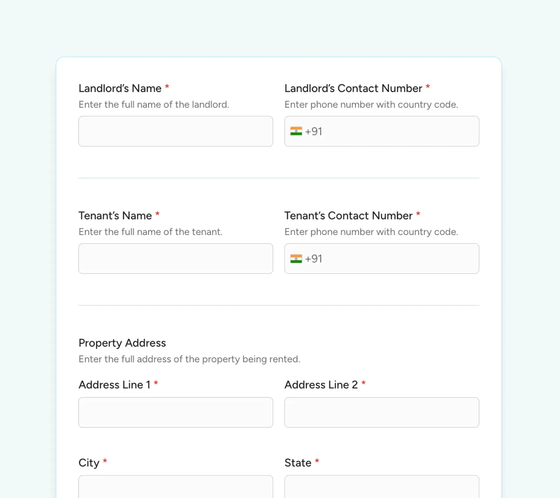 apartment rental form thumbnail demo