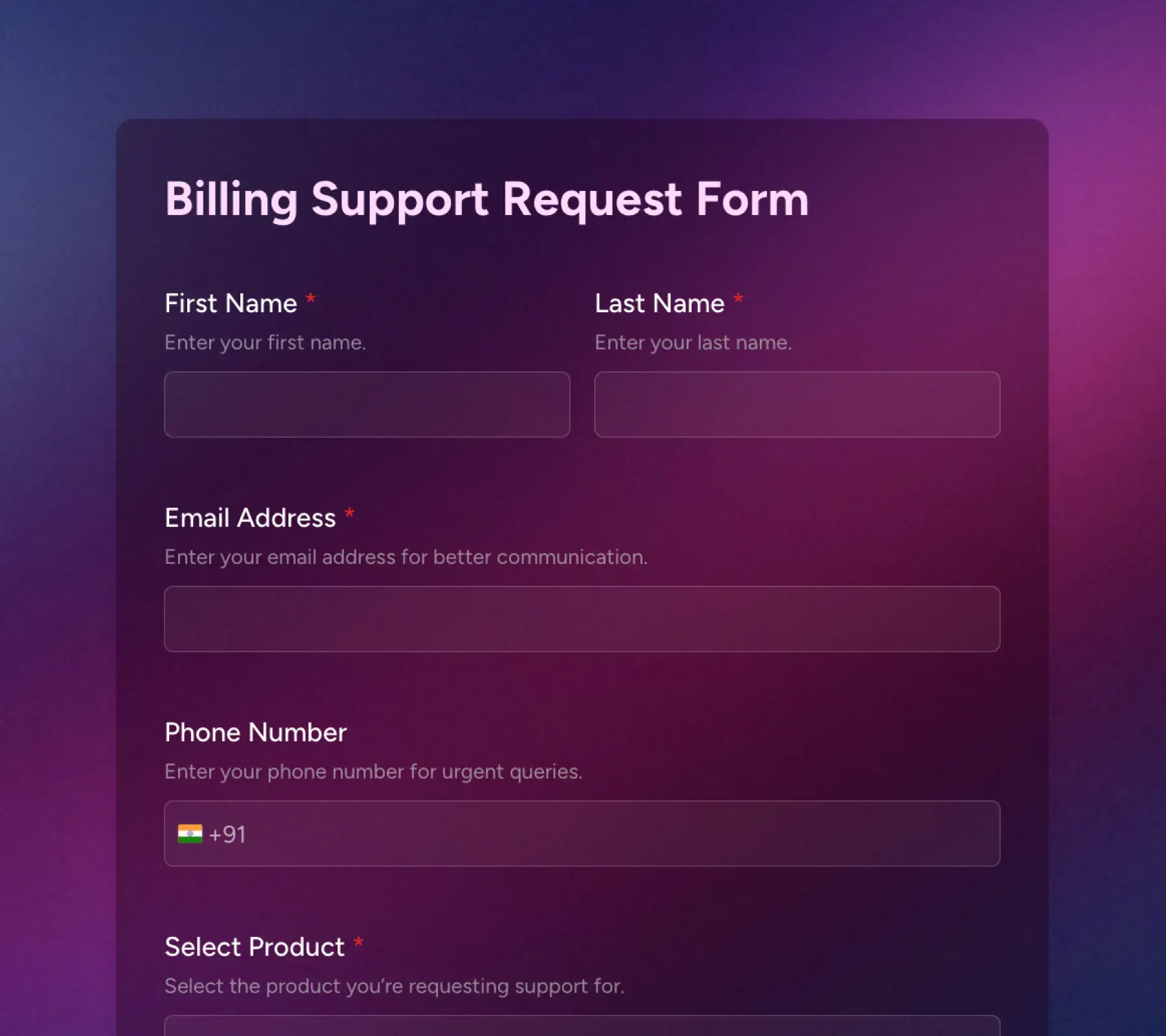 billing support request thumbnail demo