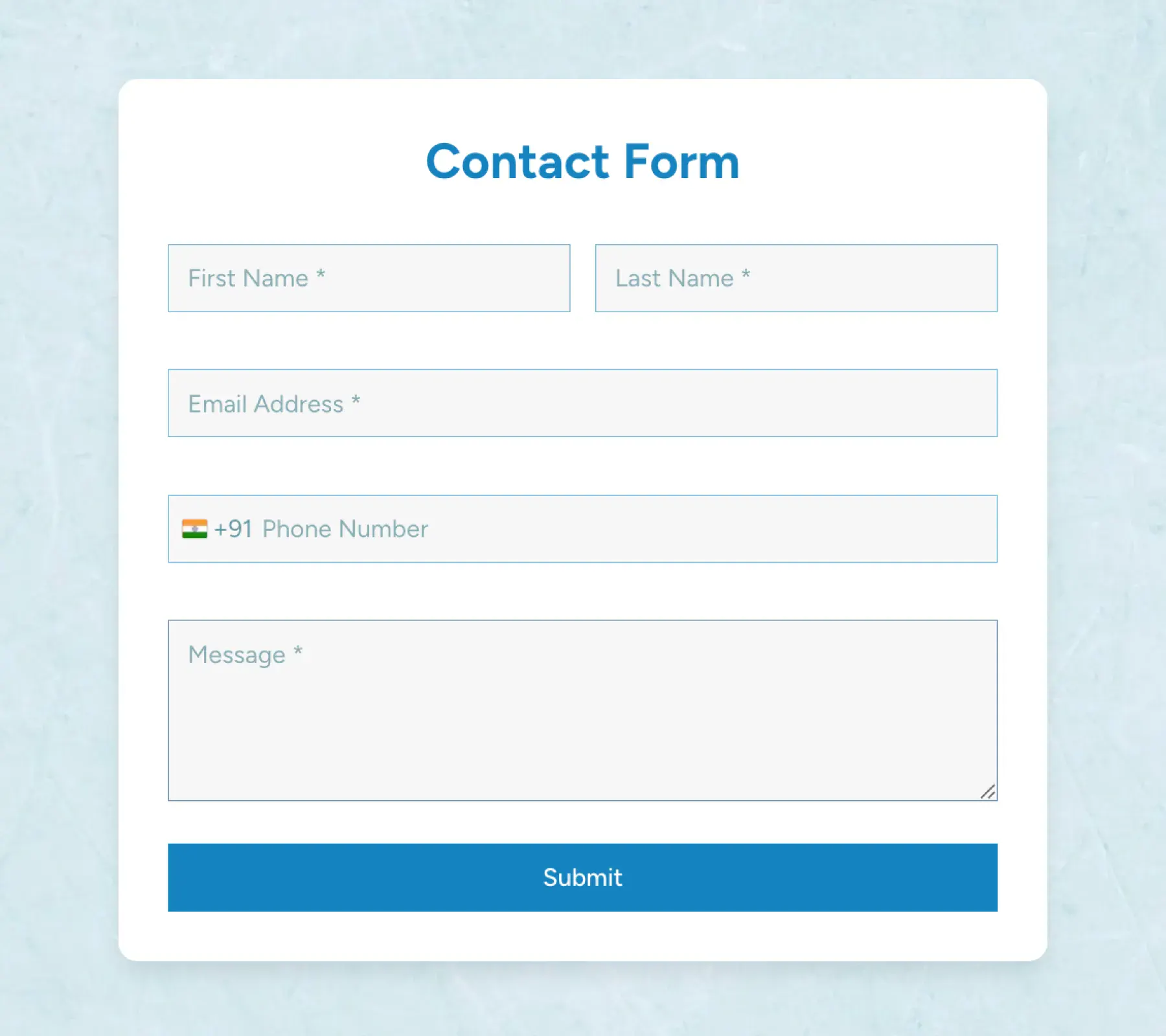 contact us form thumbnail demo