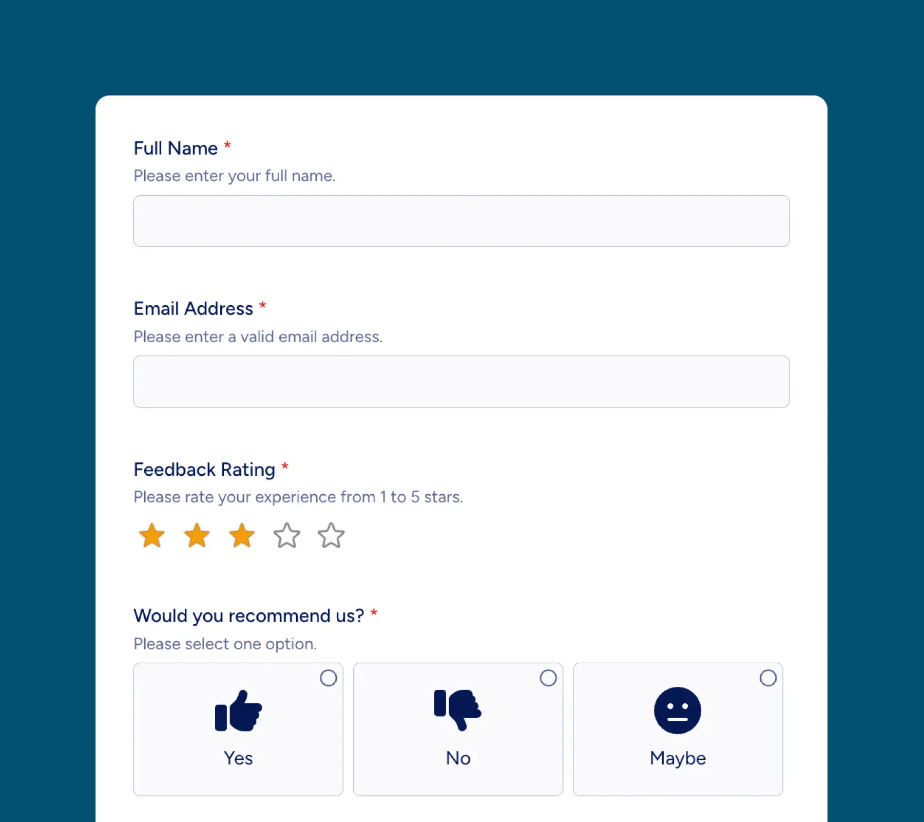 customer feedback form thumbnail demo