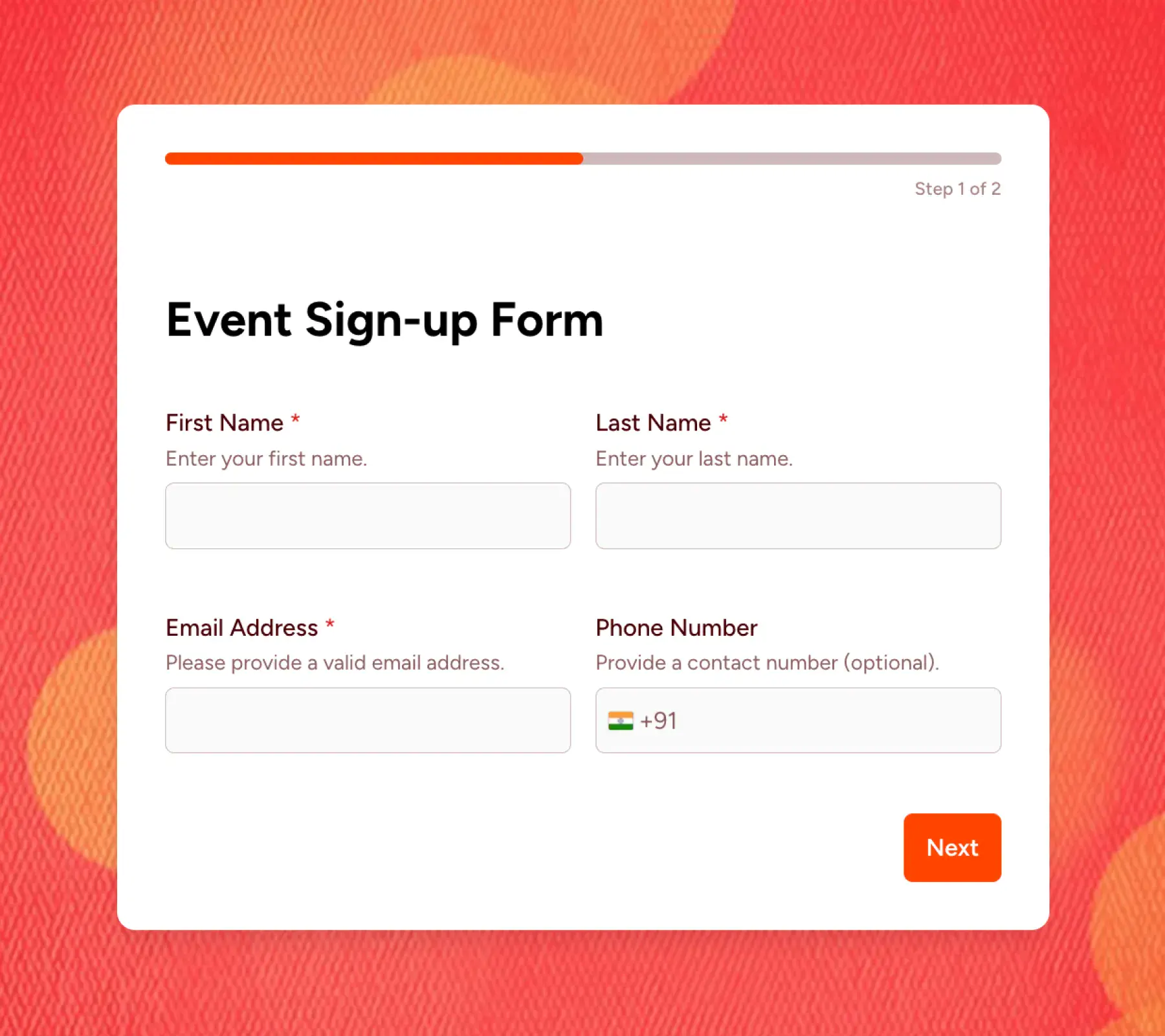 event management form thumbnail demo