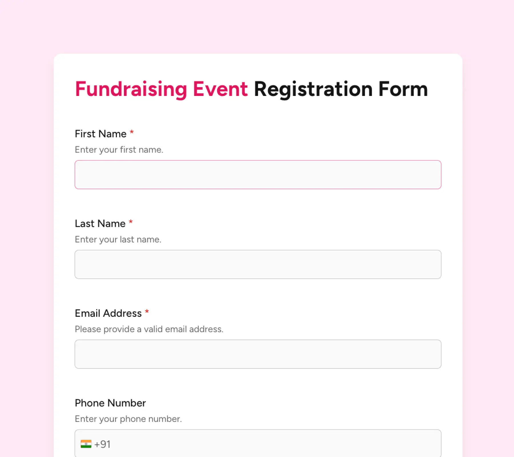 fundraising event registration form thumbnail demo