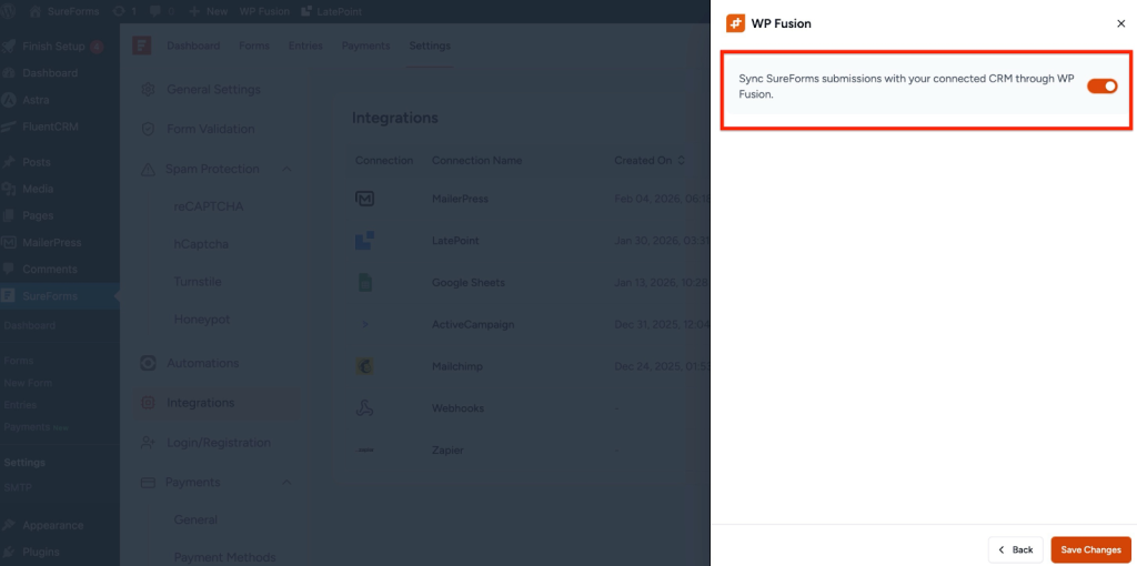 Enable the integration toggle