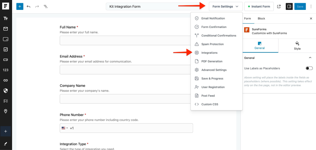 SureForms Integration with Kit image