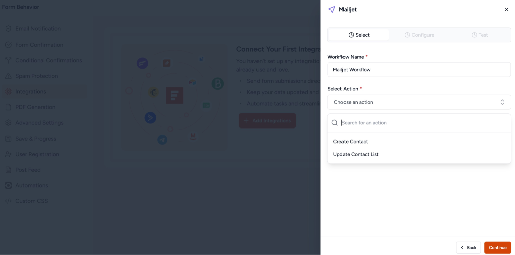 Select tab