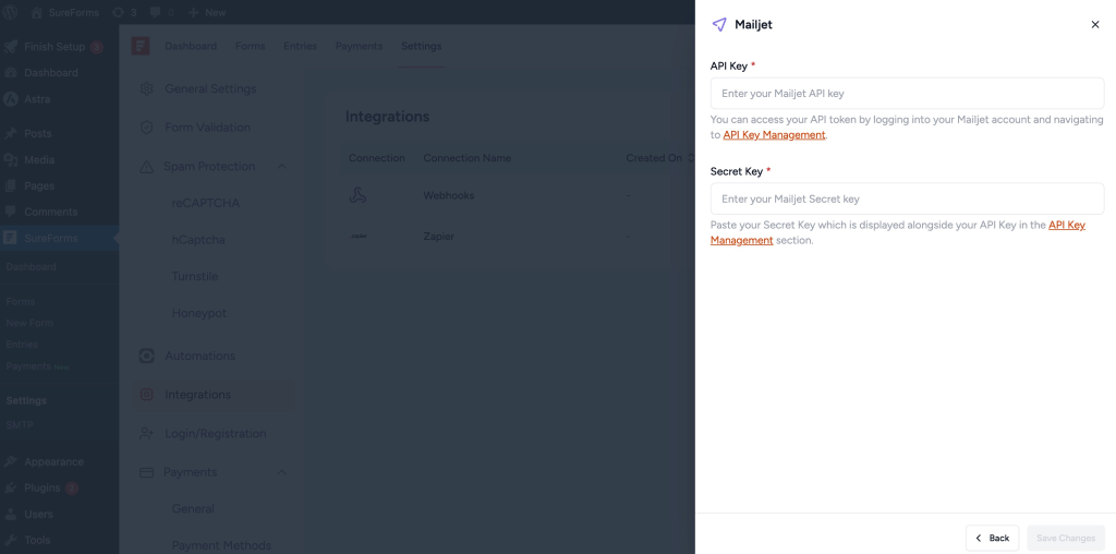 Enter your API Key and Secret Key.
