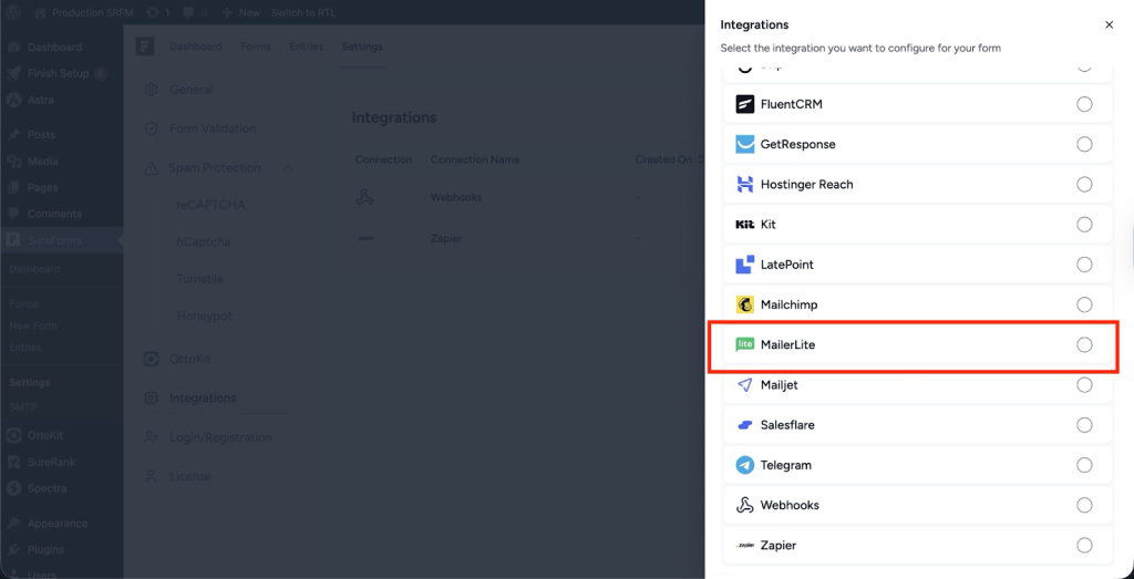 SureForms Integration with MailerLite image