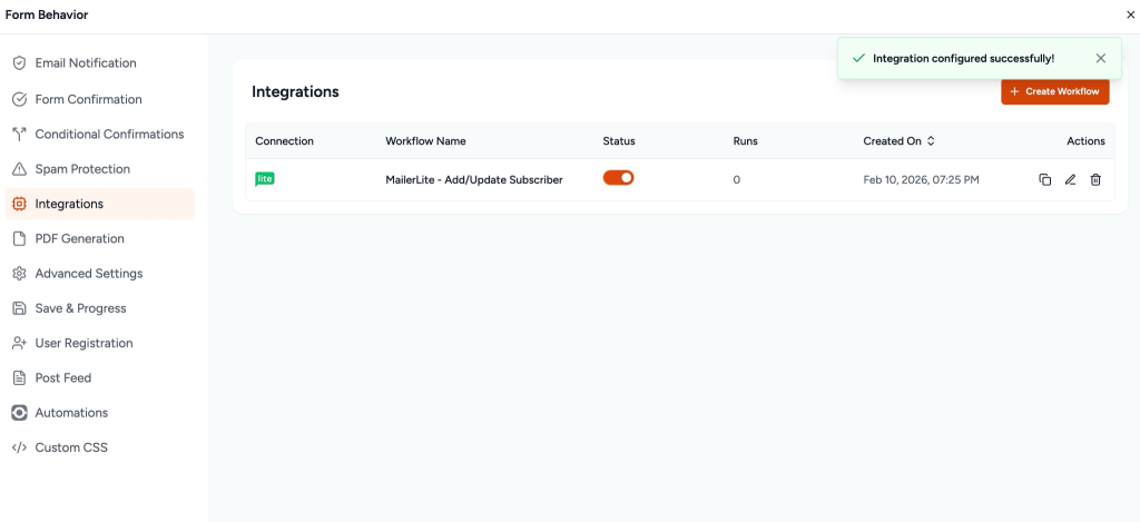 SureForms Integration with MailerLite image