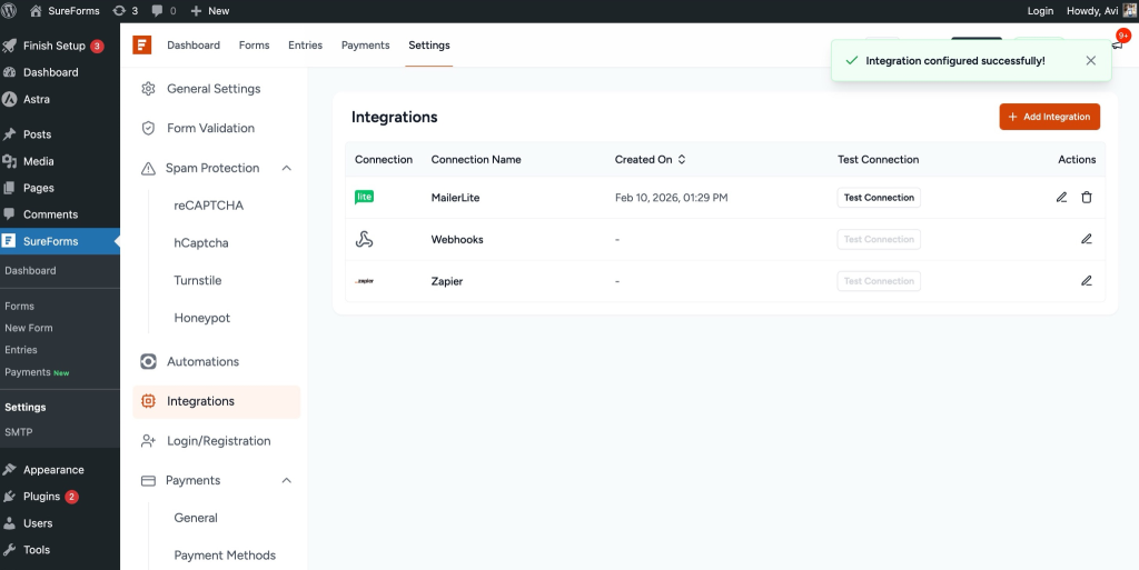 SureForms Integration with MailerLite image