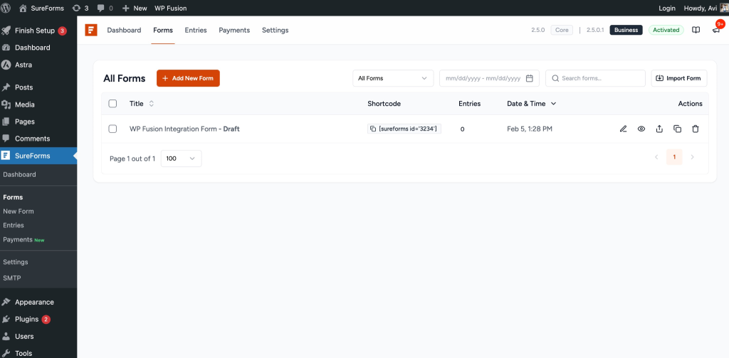 SureForms → Forms