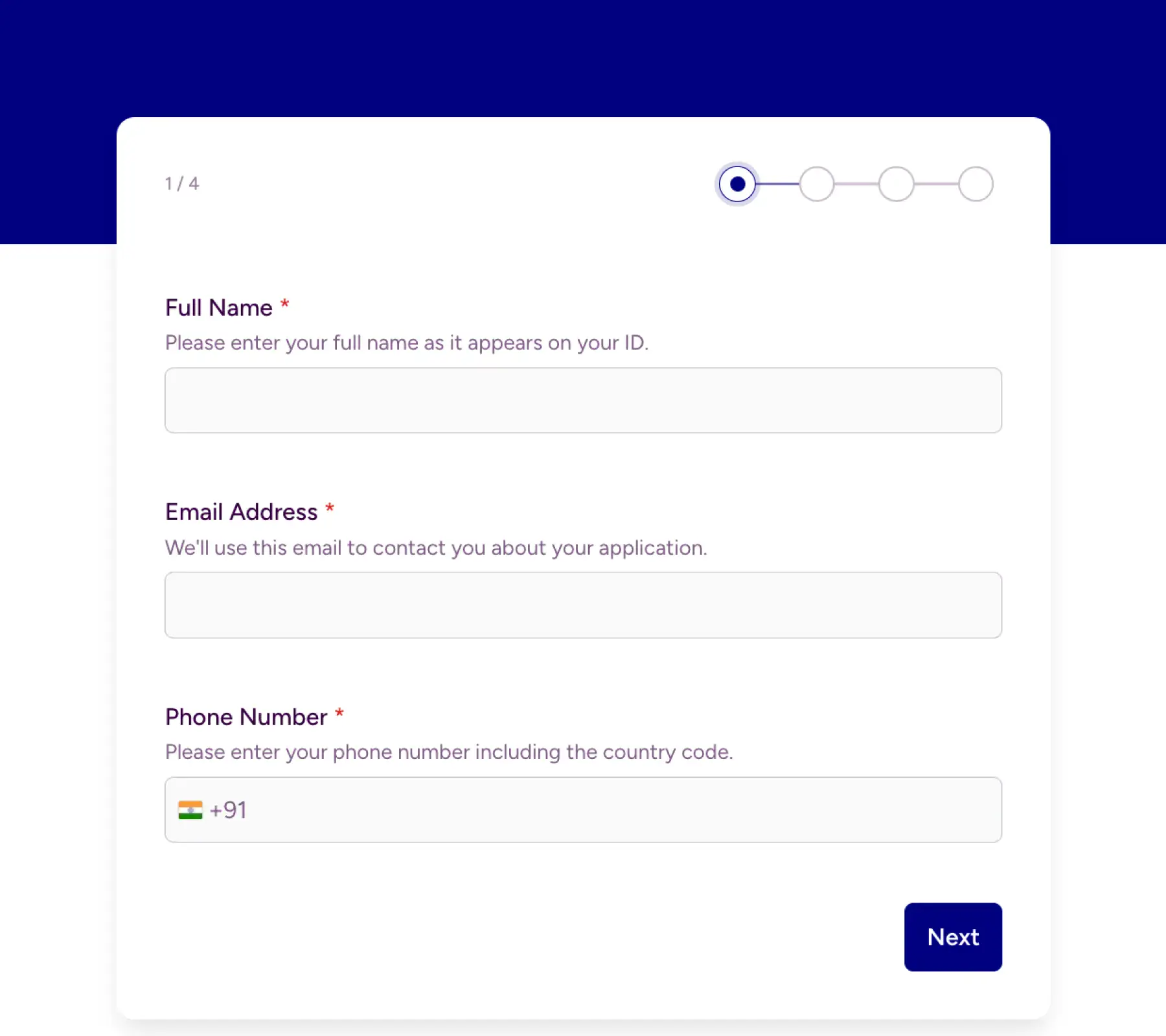 job application form thumbnail demo