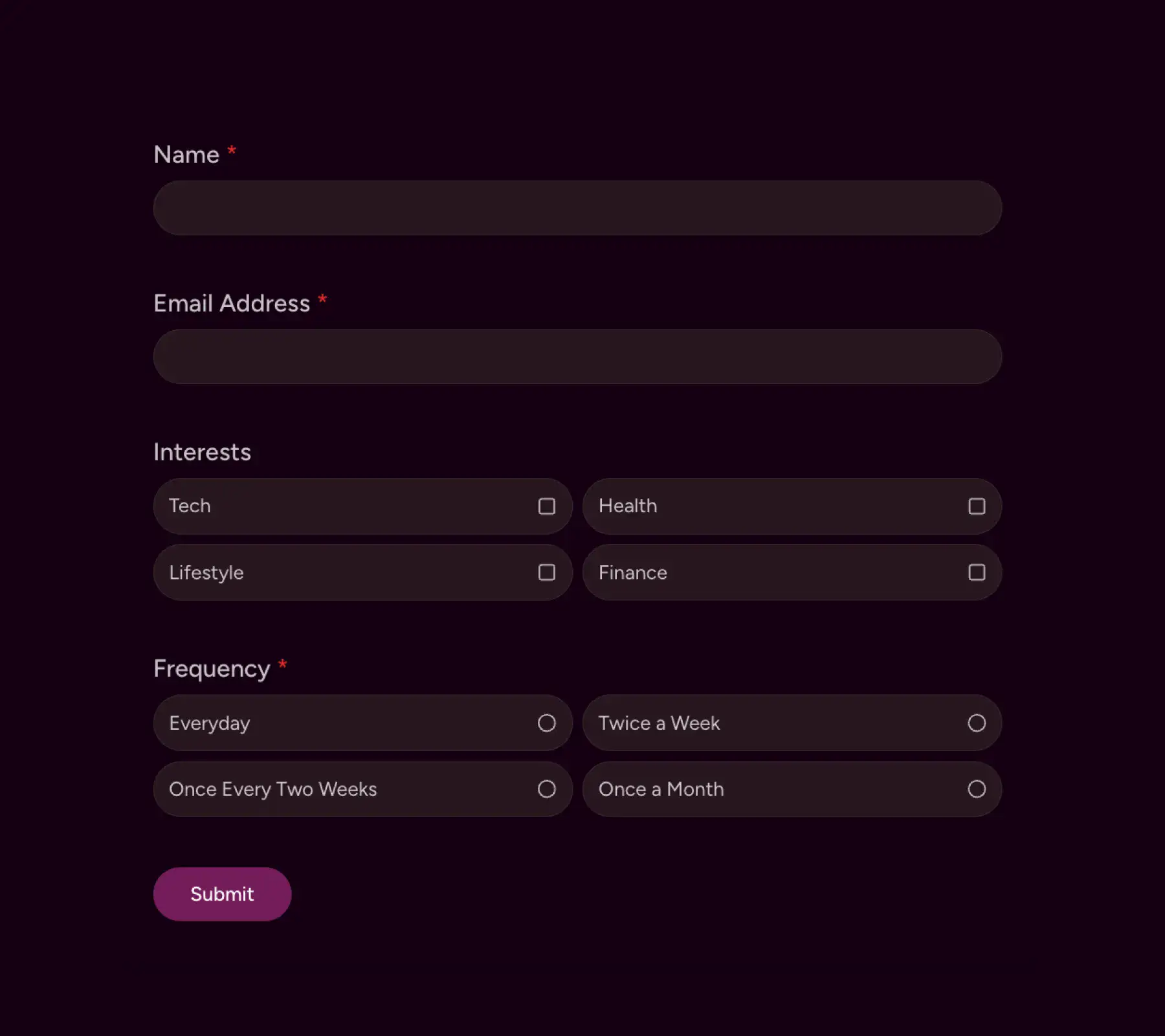 newsletter sign up form thumbnail demo