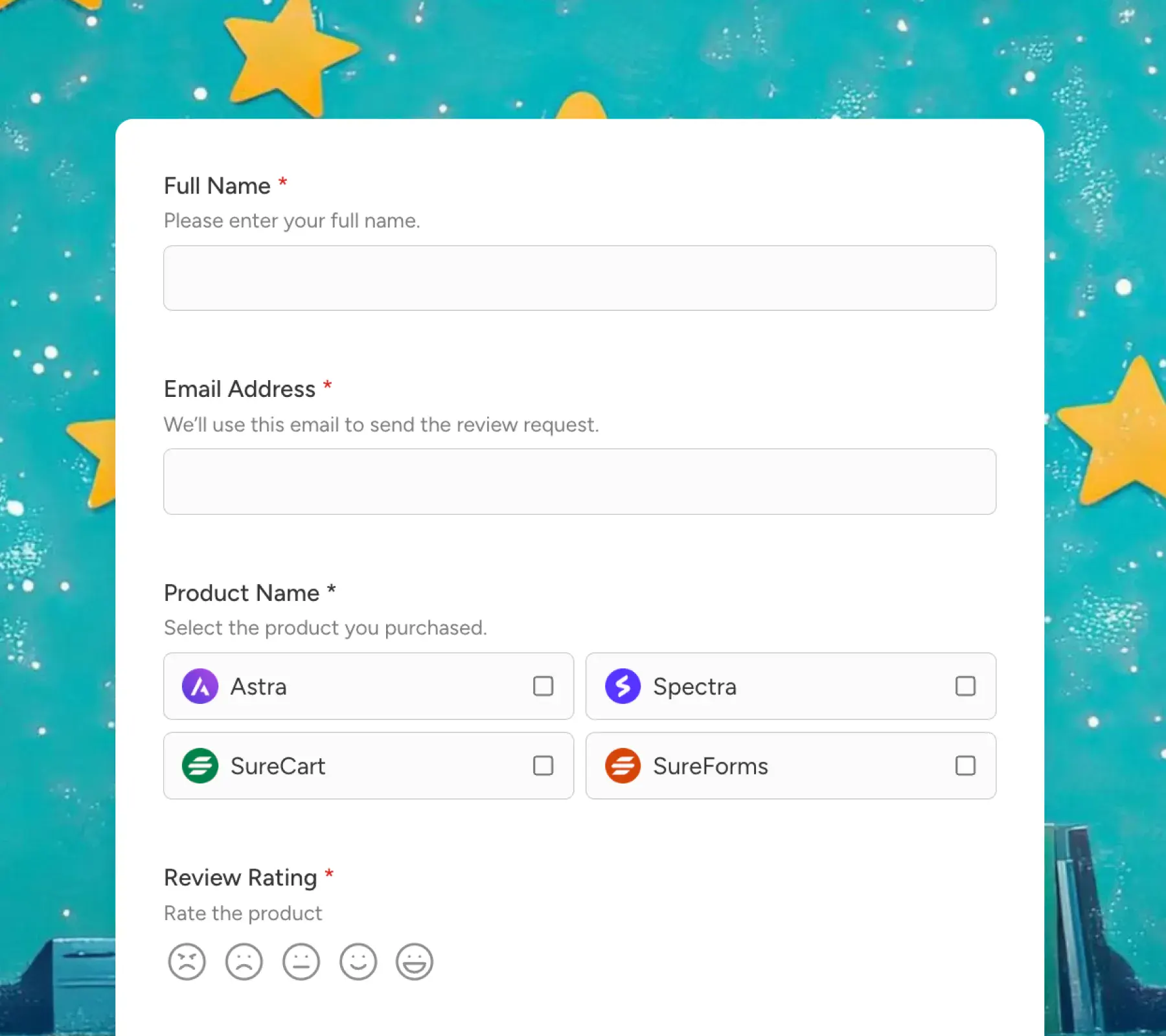 product review request form demo