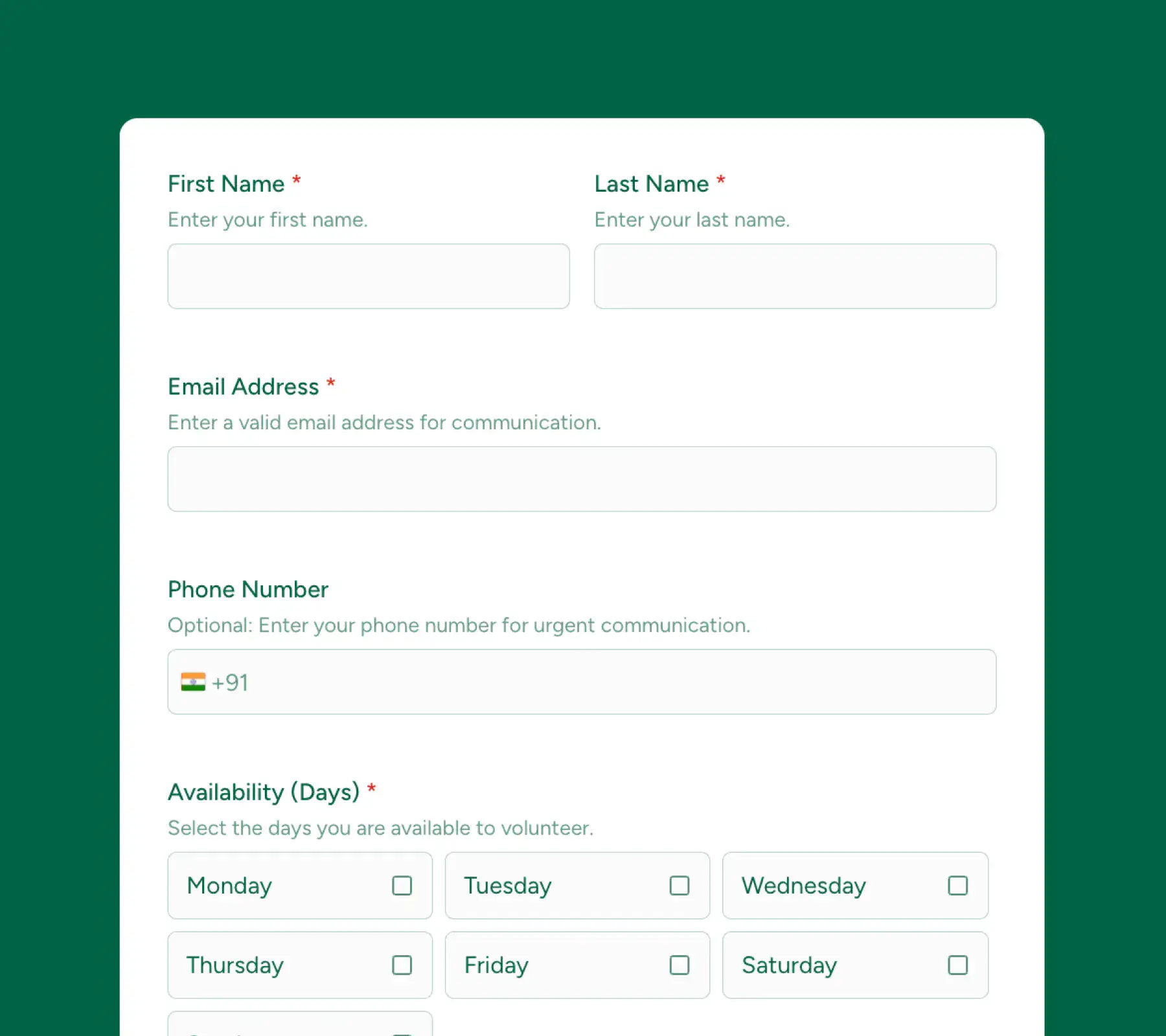 volunteer sign up form thumbnail demo